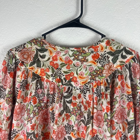 Johnny Was Valencia Circle Yoke Blouse Top Sz Large Floral Cuff Multicolor - Picture 7 of 14